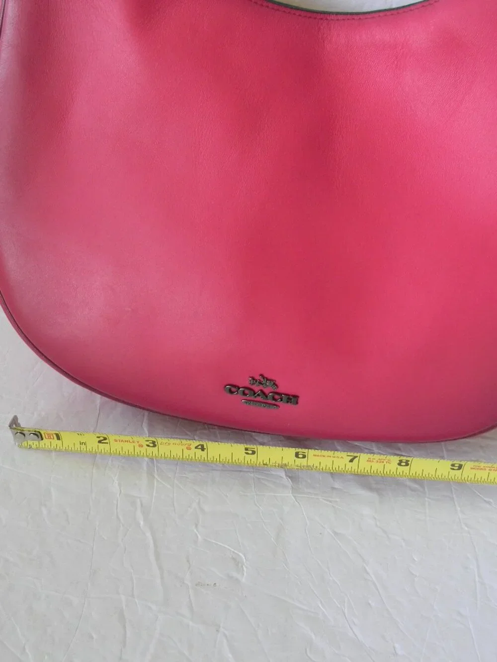 COACH NOMAD PINK LEATHER BURNISHED EDGES MEDIUM HOBO SHOULDER BAG